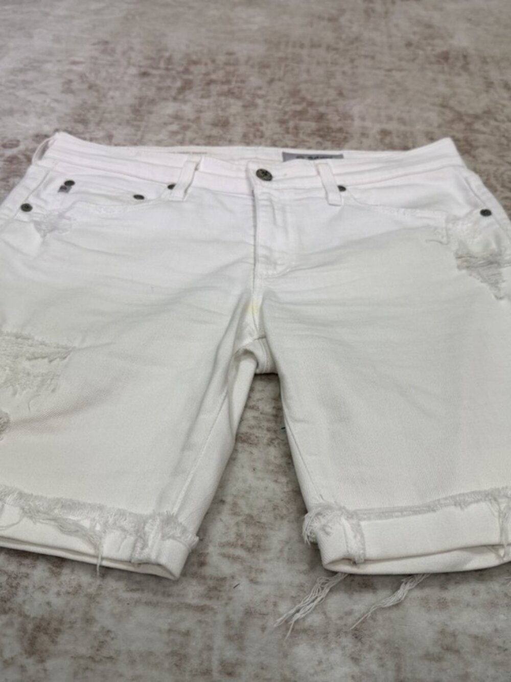 AG Adriano Goldschmied The Nikki Short White Distressed Denim Shorts